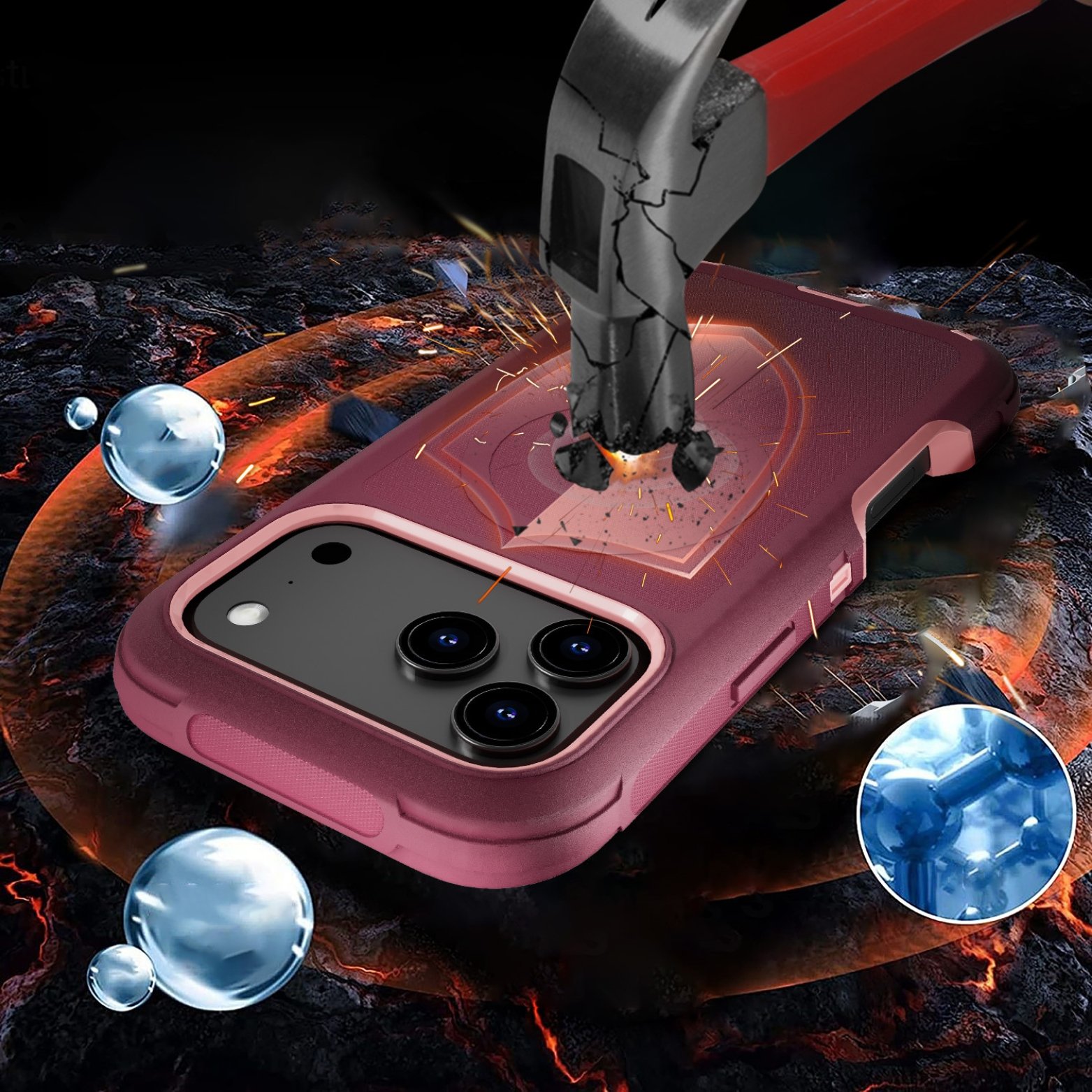 (Adventure) iPhone 17 Pro Max Heavy Duty MagSafe Case – Burgundy - Image 3