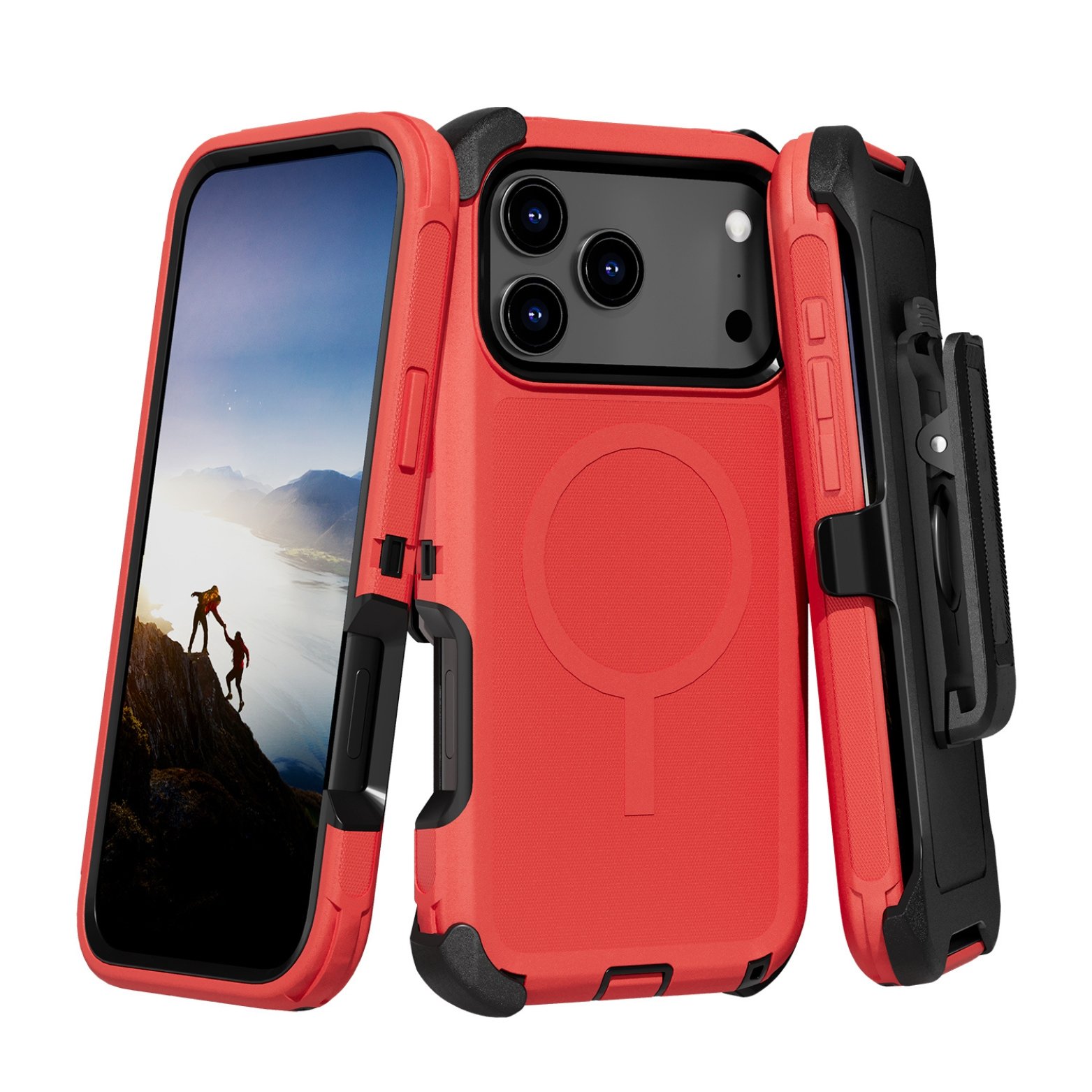 (Adventure) iPhone 17 Pro Max Heavy Duty MagSafe Case – Coral Red