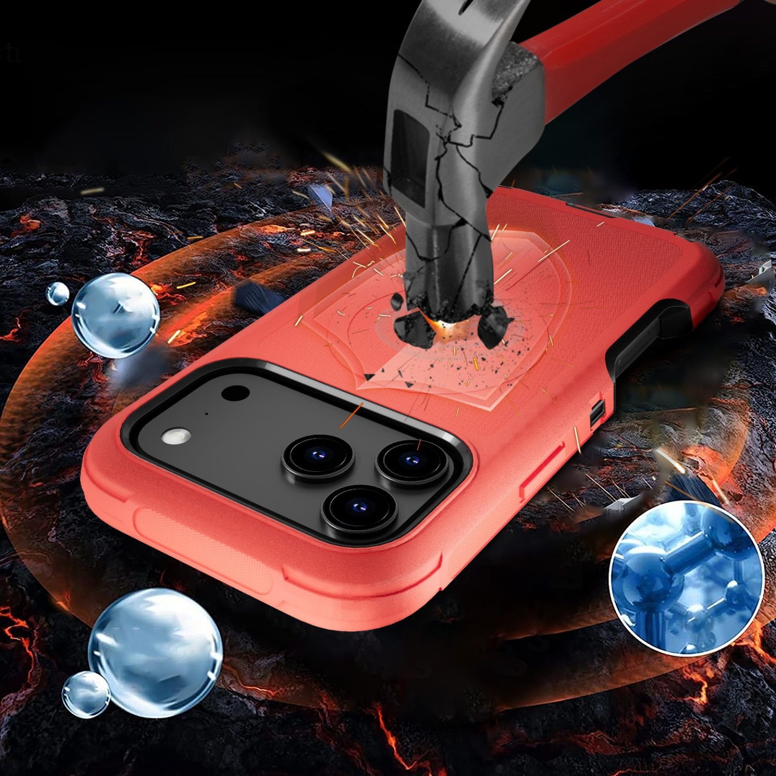 (Adventure) iPhone 17 Pro Max Heavy Duty MagSafe Case – Coral Red - Image 3