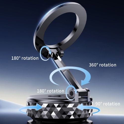 360° Magnetic Vacuum Car Phone Mount – Strong Suction Dashboard Holder Dimond Cart - Image 2