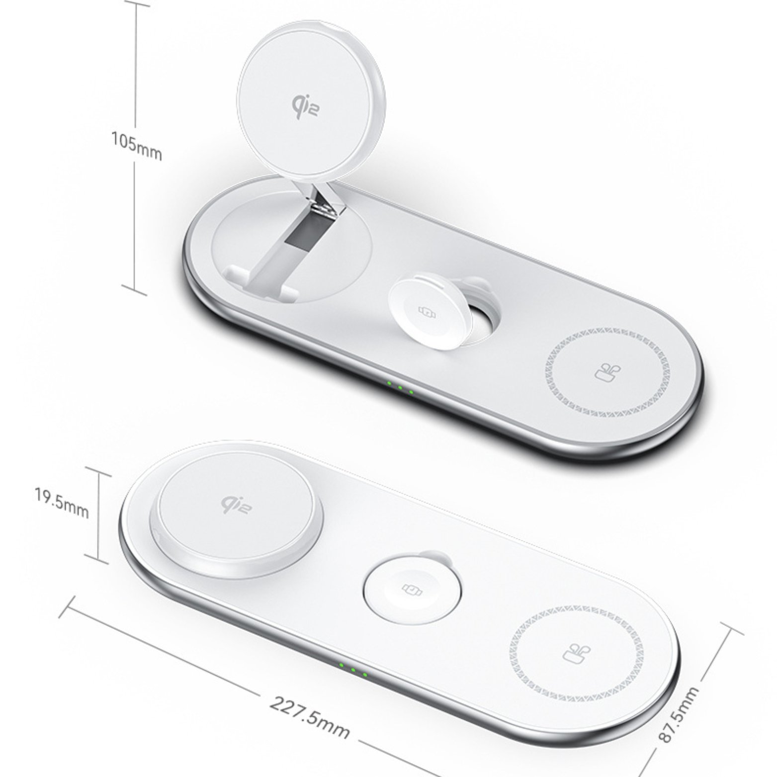 Qi2 3-in-1 Magnetic Wireless Charging Station Foldable Fast Charger Stand - Image 2