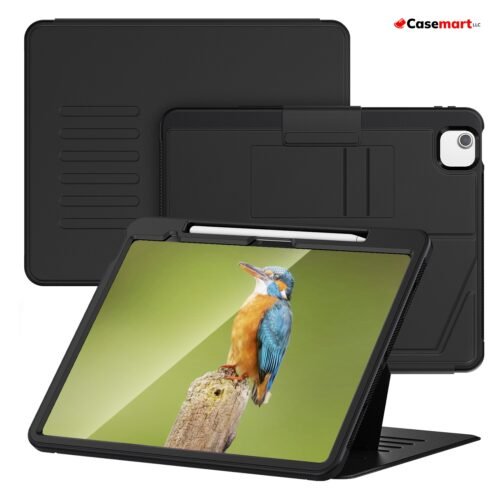 iPad Air 13 (2026) Magnetic Stand Shockproof PU Leather Case – Black