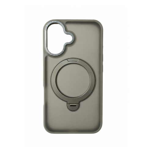 iPhone 17 Frosted Magnetic Ring Stand Case- Gray