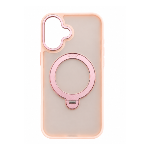 iPhone 17 Frosted Magnetic Ring Stand Case- Pink