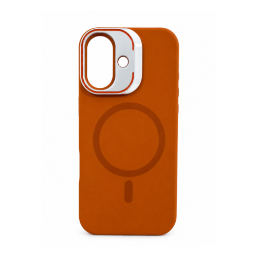 iPhone 17 Premium Silicone Magnetic Stand Case- Orange