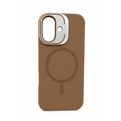iPhone 17 Premium Silicone Magnetic Stand Case- Brown