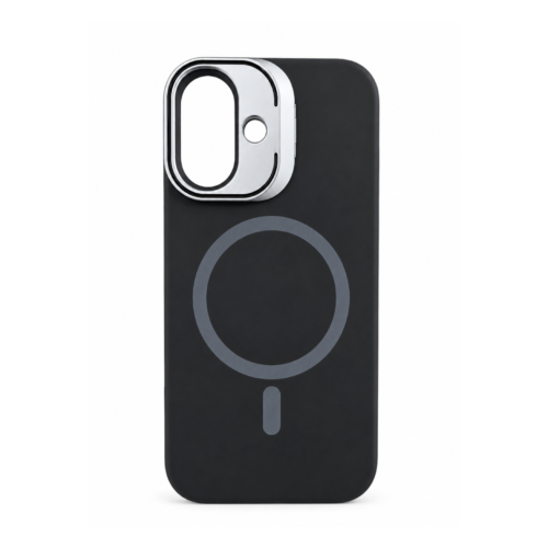 iPhone 17 Premium Silicone Magnetic Stand Case- Black