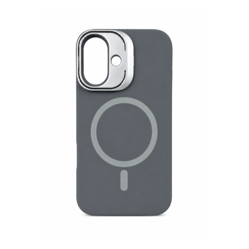 iPhone 17 Premium Silicone Magnetic Stand Case- Gray