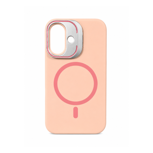iPhone 17 Premium Silicone Magnetic Stand Case- Peach