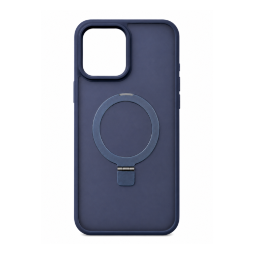 iPhone 16 Pro Max Frosted Magnetic Ring Stand Case – Navy Blue