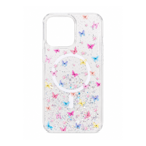 iPhone 16 Pro Max Transparent Butterfly Glitter Magnetic Case – Butterfly