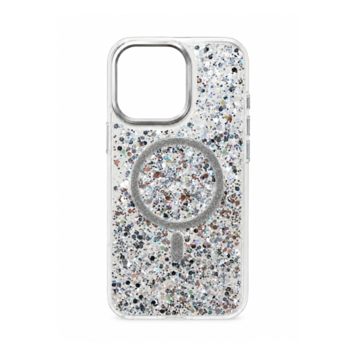 iPhone 14 Pro Max Transparent Glitter MagSafe Case – Crystal Silver
