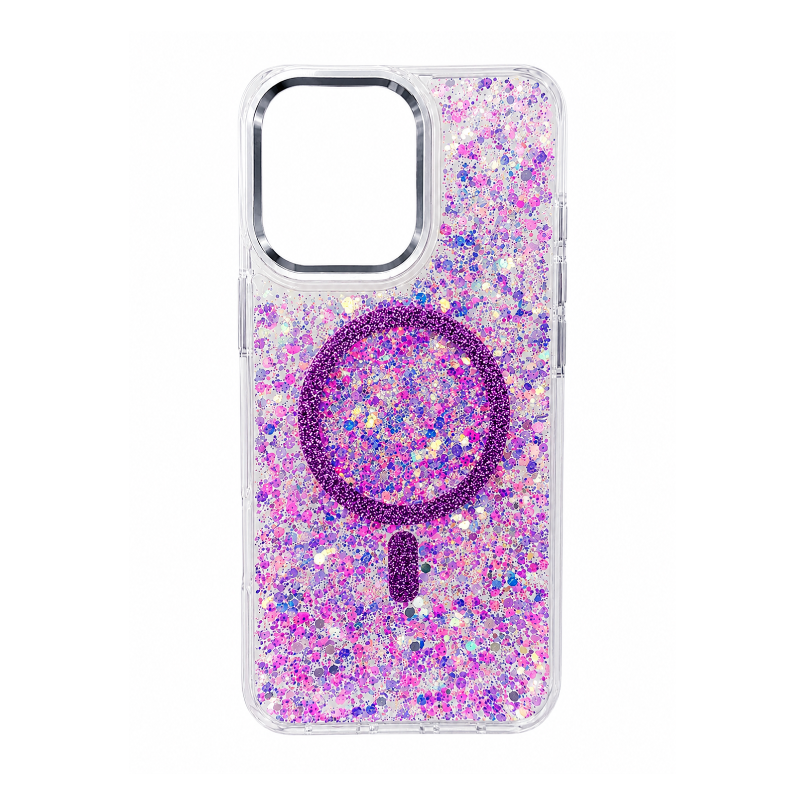 iPhone 14 Pro Max Transparent Glitter MagSafe Case - Lavender Violet