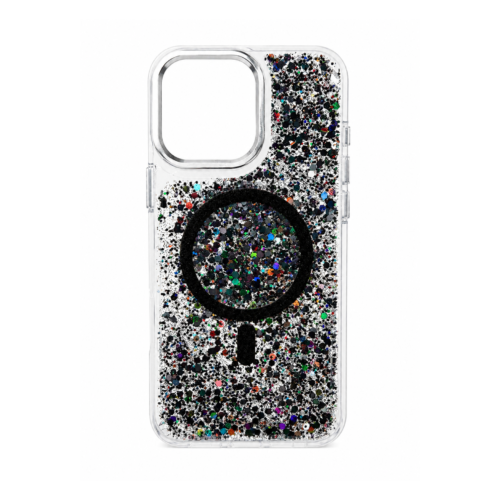iPhone 14 Pro Max Transparent Glitter MagSafe Case – Black Prism