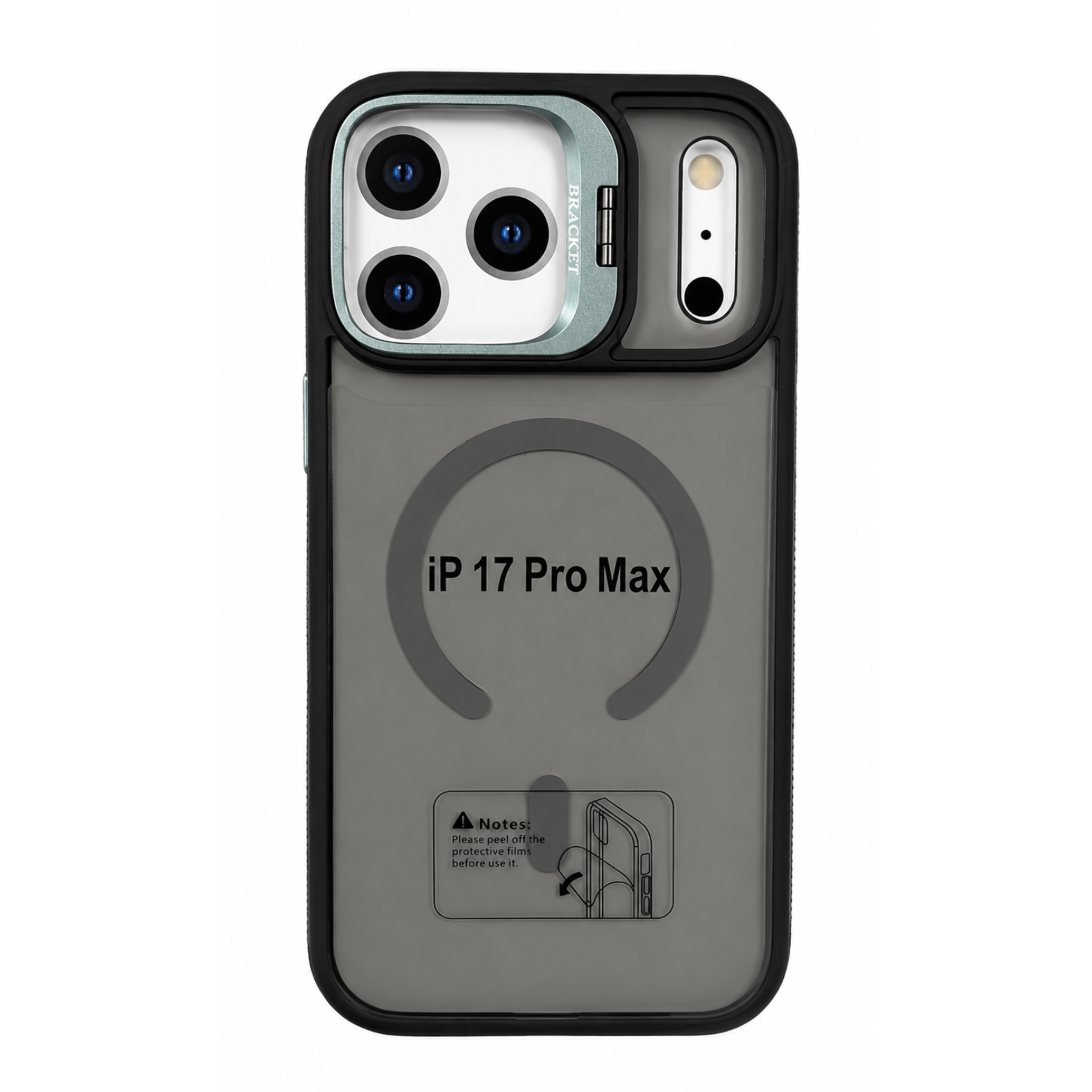 iPhone 17 Pro Max Magnetic Case-Matte Black with Smoke Gray