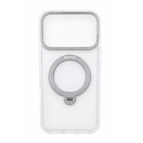 iPhone 17 Pro Frosted Magnetic Ring Stand Case-White/Silver