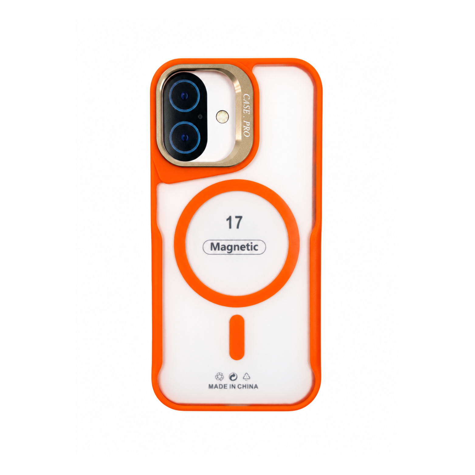 iPhone 17 Magnetic Clear Case with Metal Camera Frame- Orange