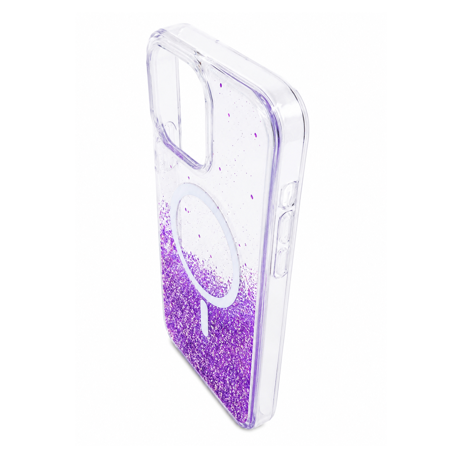iPhone 16 Pro Max Transparent Glitter MagSafe Case - Purple - Image 3