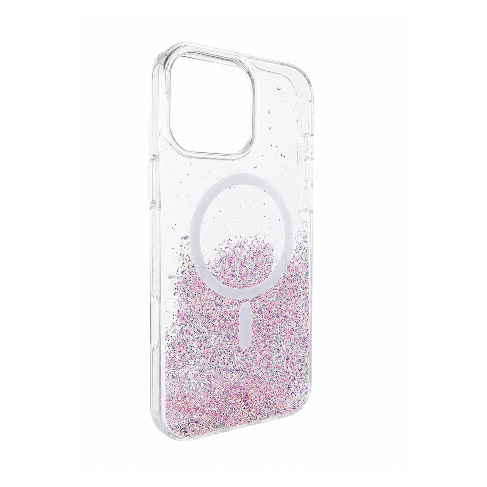 iPhone 16 Pro Max Transparent Glitter MagSafe Case - Pink - Image 4