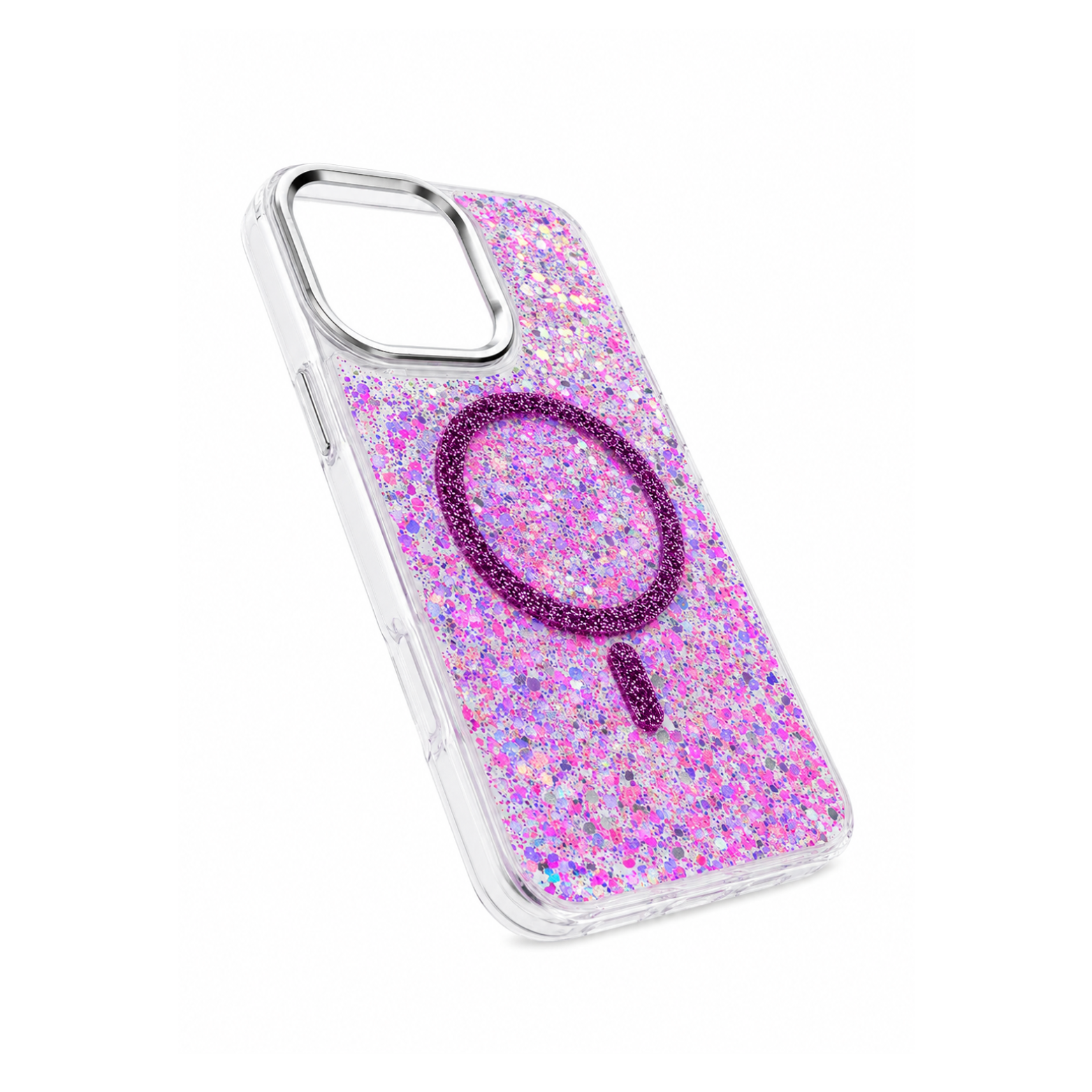 iPhone 14 Pro Max Transparent Glitter MagSafe Case - Lavender Violet - Image 3