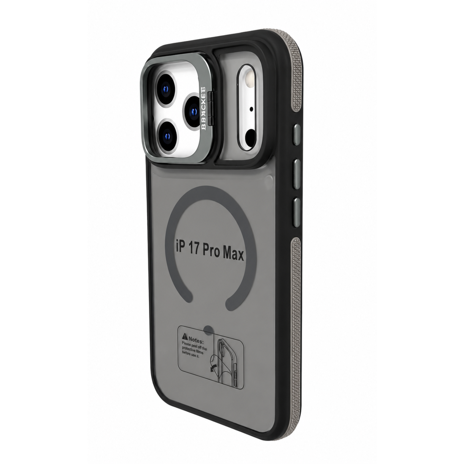 iPhone 17 Pro Max Magnetic Case-Matte Black with Smoke Gray - Image 2
