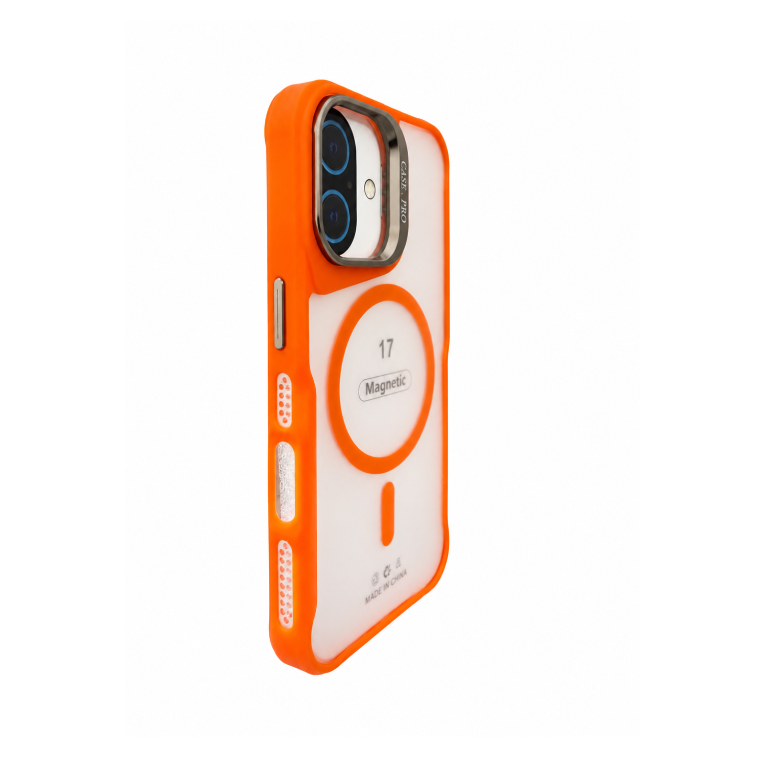 iPhone 17 Magnetic Clear Case with Metal Camera Frame- Orange - Image 2