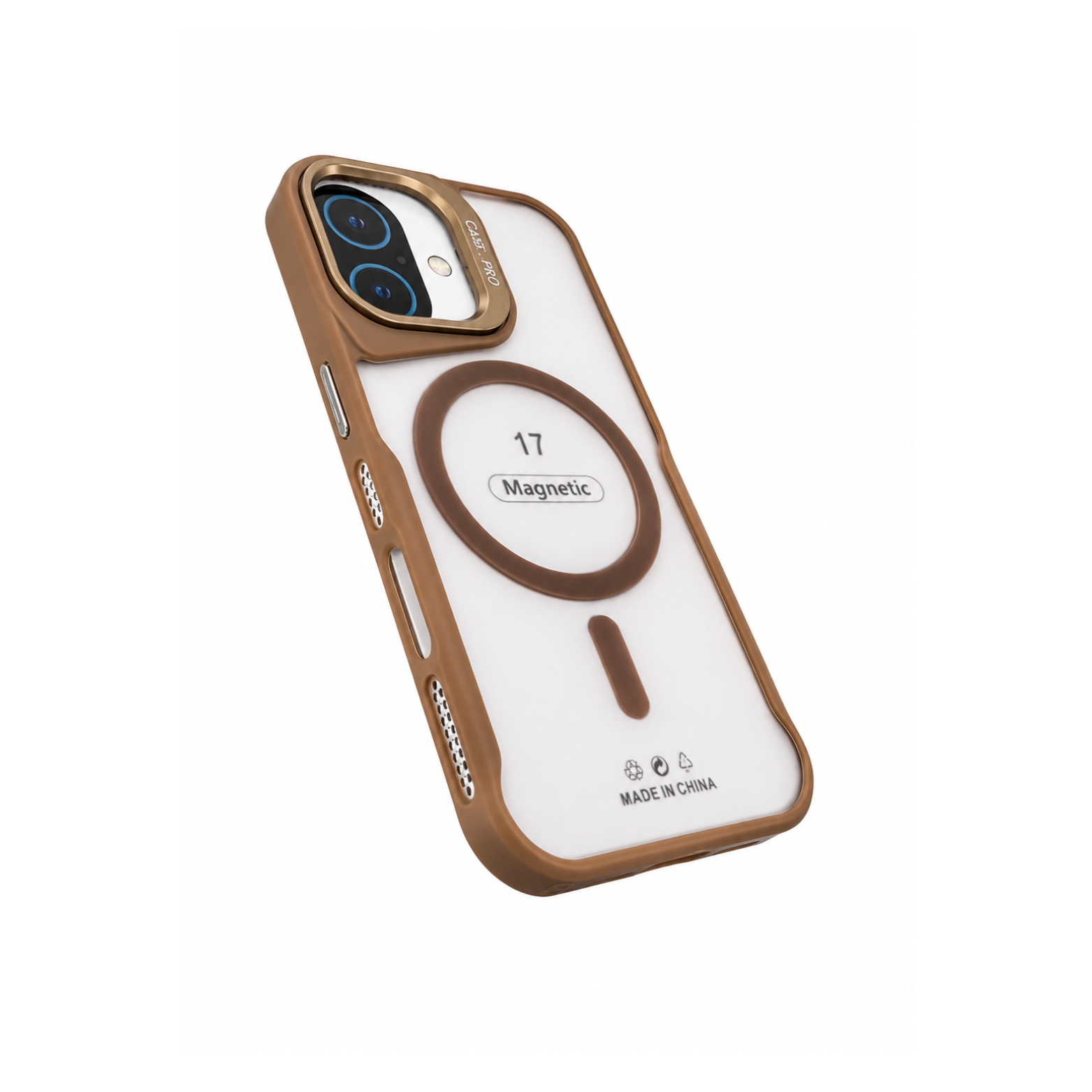 iPhone 17 Magnetic Clear Case with Metal Camera Frame- Brown - Image 2