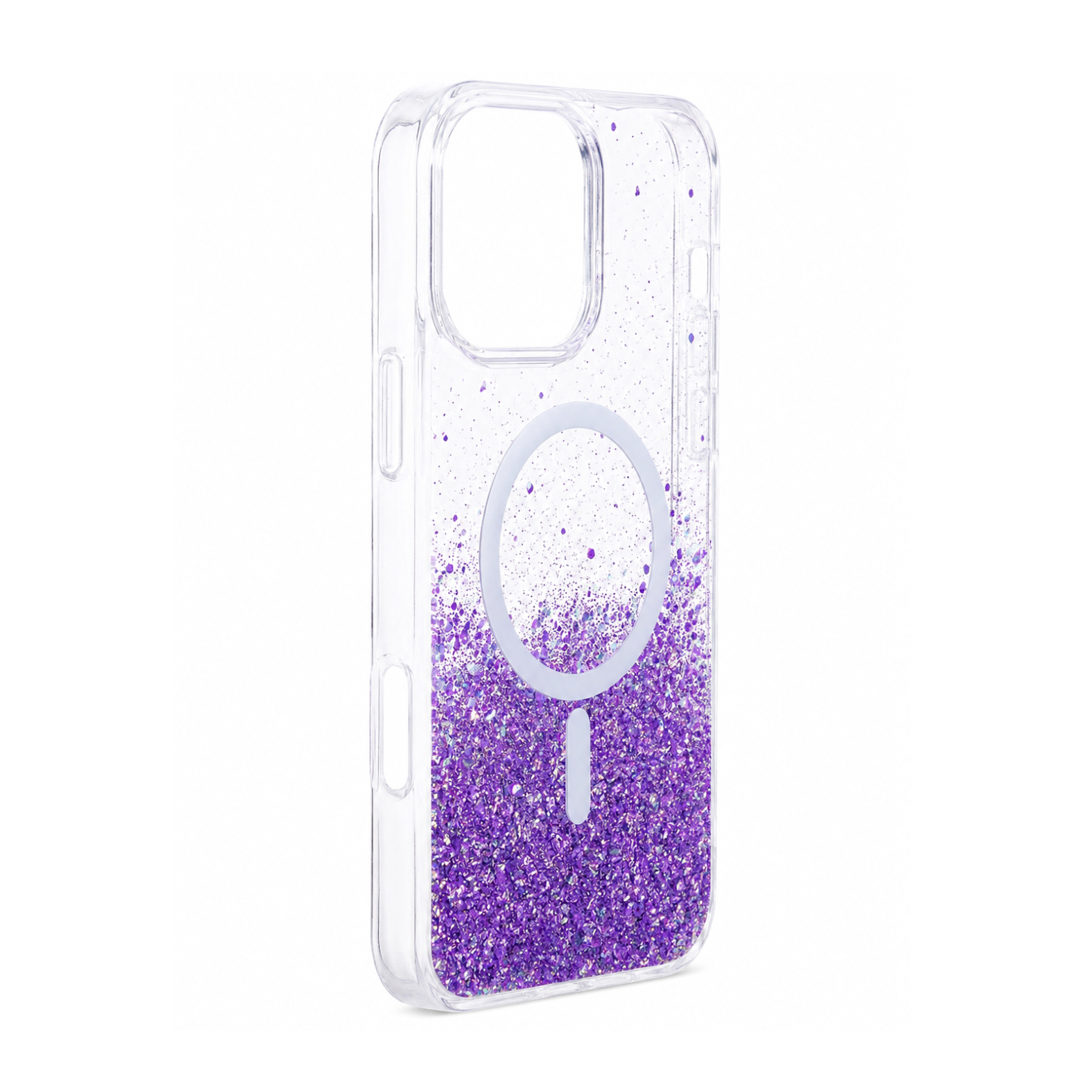 iPhone 16 Pro Max Transparent Glitter MagSafe Case - Purple - Image 2