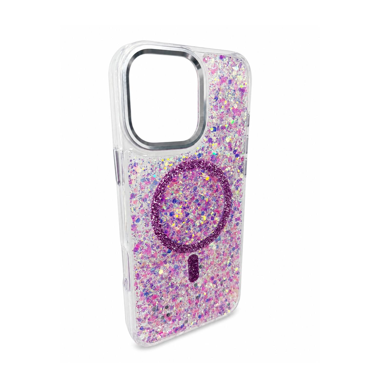iPhone 14 Pro Max Transparent Glitter MagSafe Case - Lavender Violet - Image 2