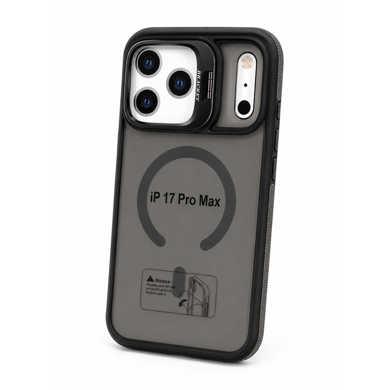 iPhone 17 Pro Max Magnetic Case-Matte Black with Smoke Gray - Image 4