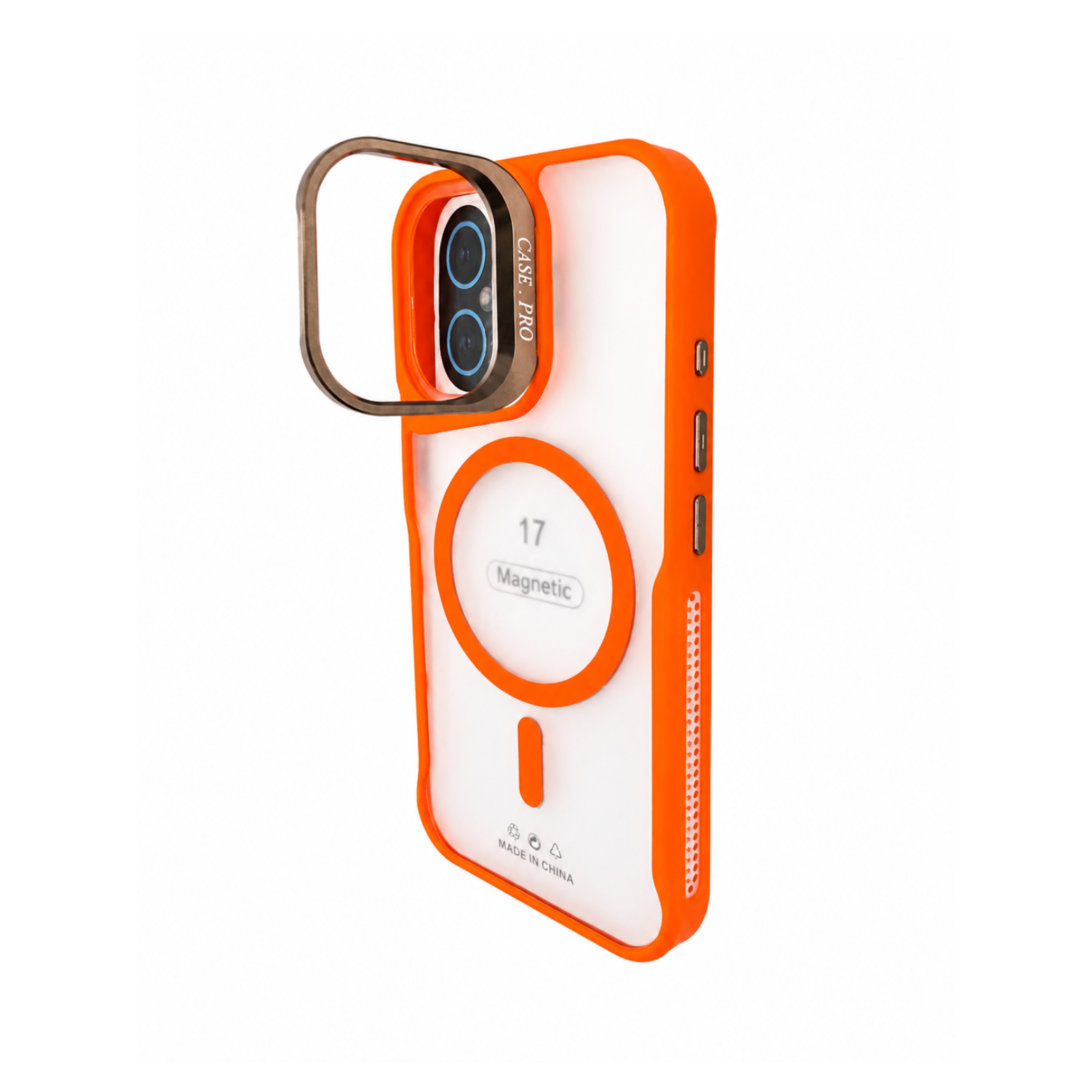 iPhone 17 Magnetic Clear Case with Metal Camera Frame- Orange - Image 4