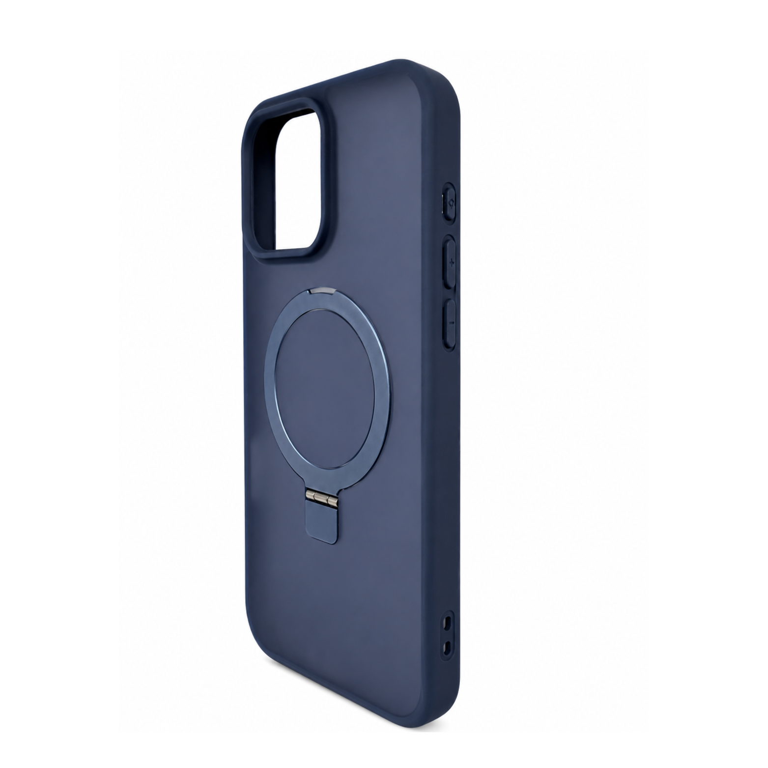 iPhone 16 Pro Max Frosted Magnetic Ring Stand Case - Navy Blue - Image 2