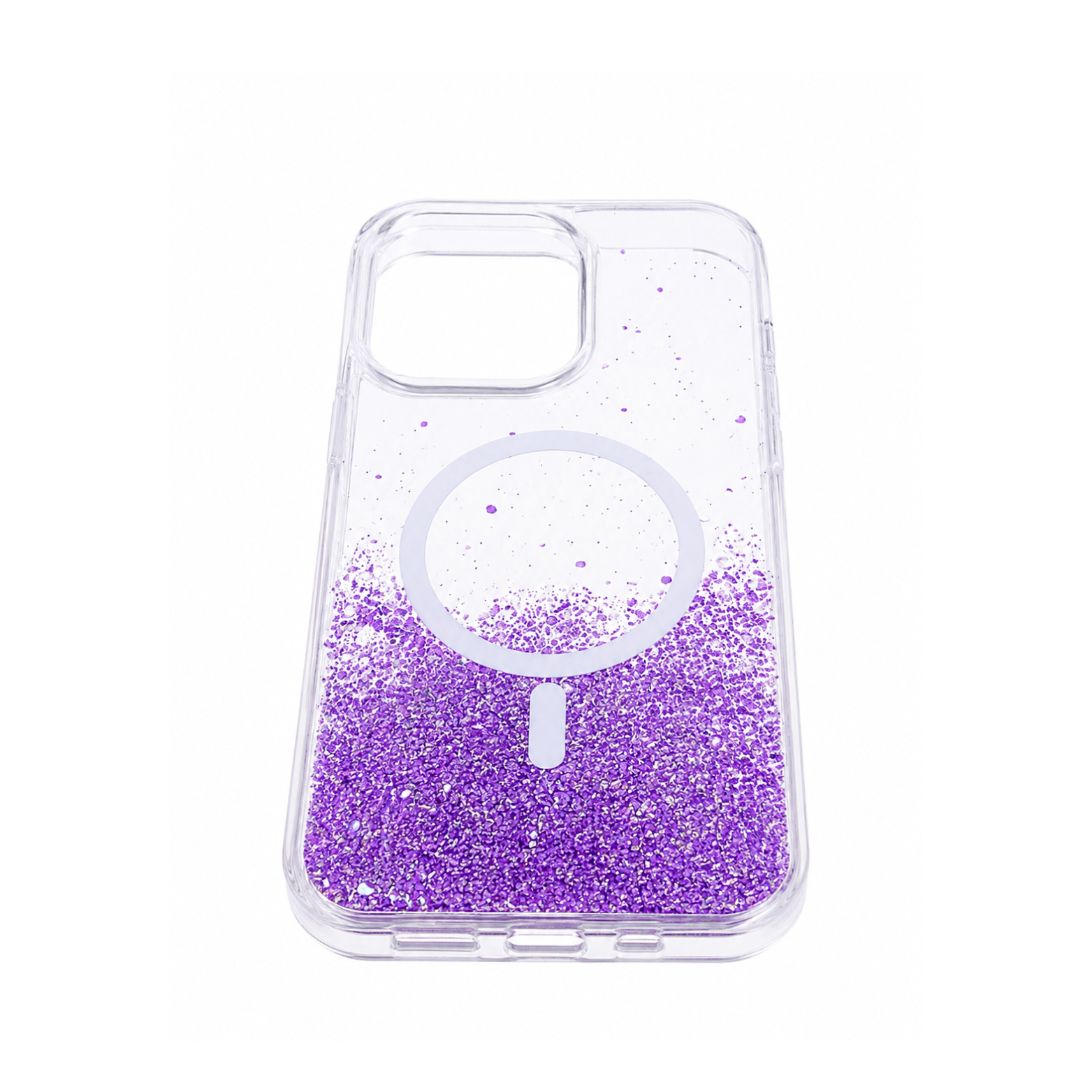 iPhone 16 Pro Max Transparent Glitter MagSafe Case - Purple - Image 4