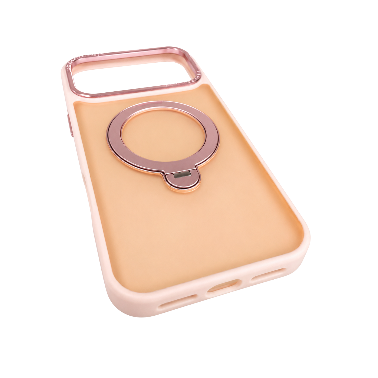 iPhone 17 Pro Max Frosted Magnetic Ring Stand Case-Peach Pink - Image 4