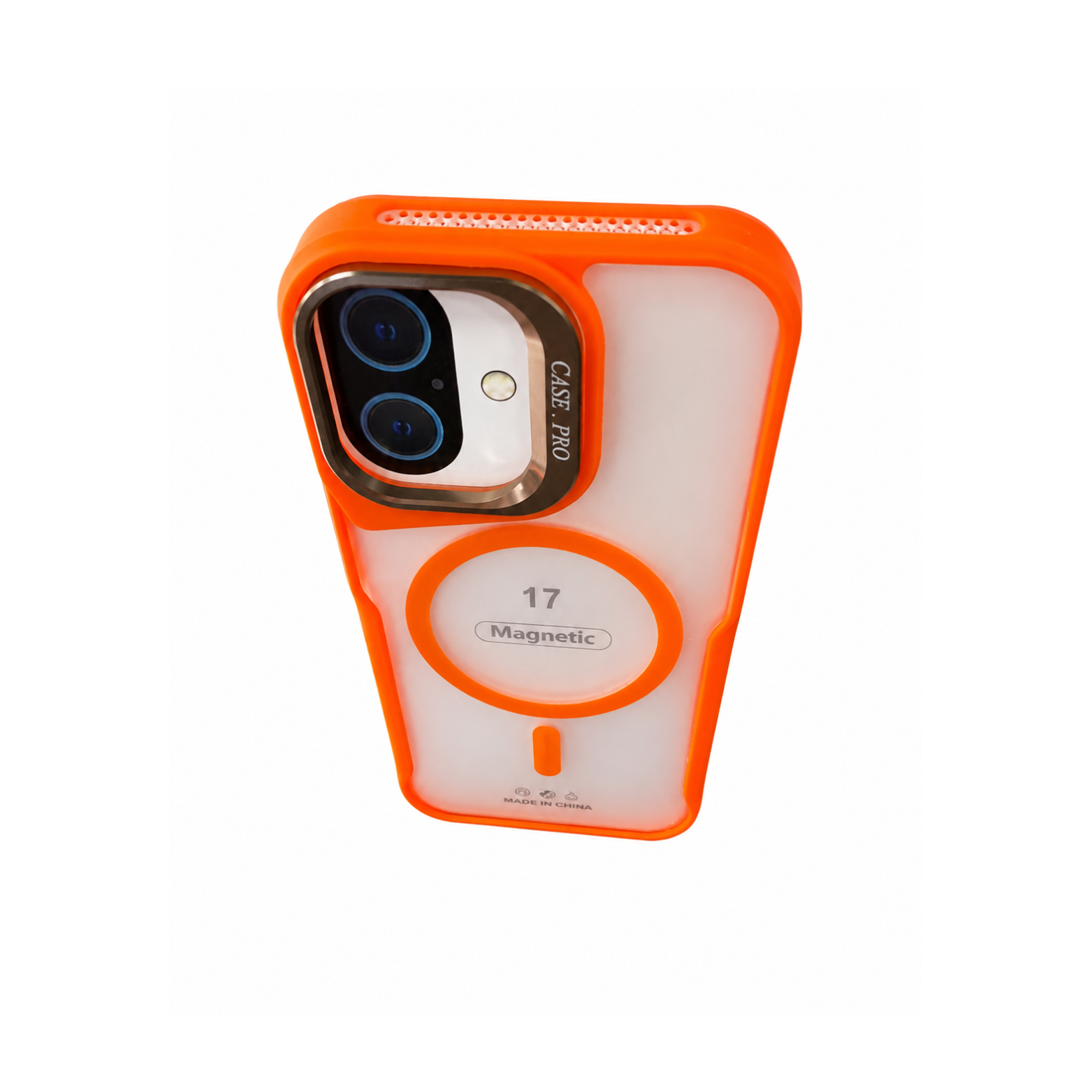 iPhone 17 Magnetic Clear Case with Metal Camera Frame- Orange - Image 3