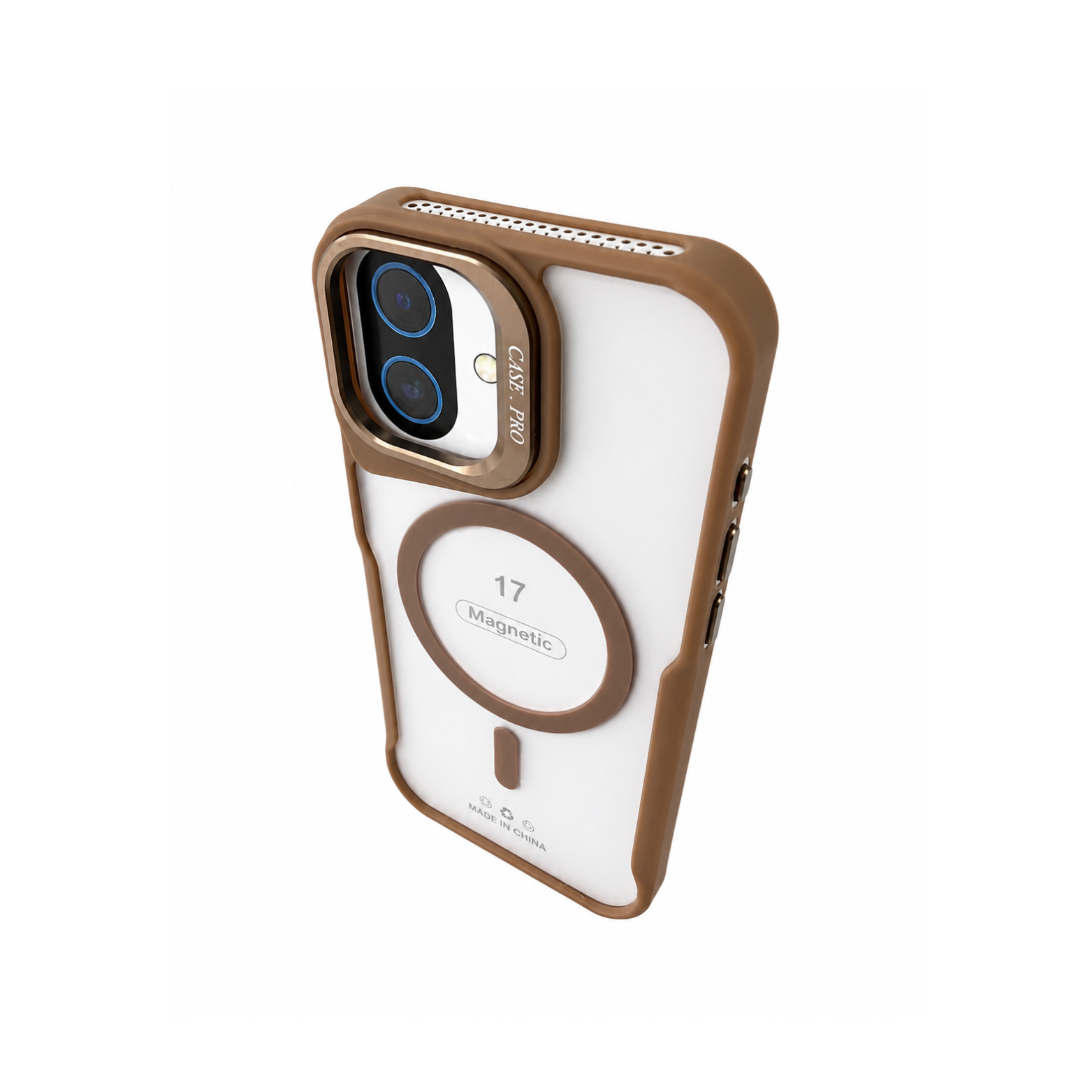 iPhone 17 Magnetic Clear Case with Metal Camera Frame- Brown - Image 4
