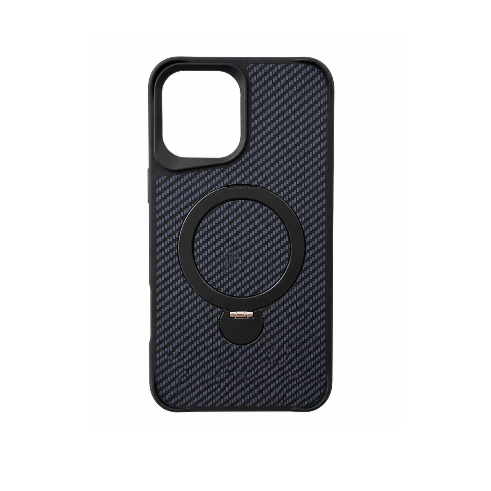 iPhone 16 Plus Carbon Fiber MagSafe Ring Stand Case - Black
