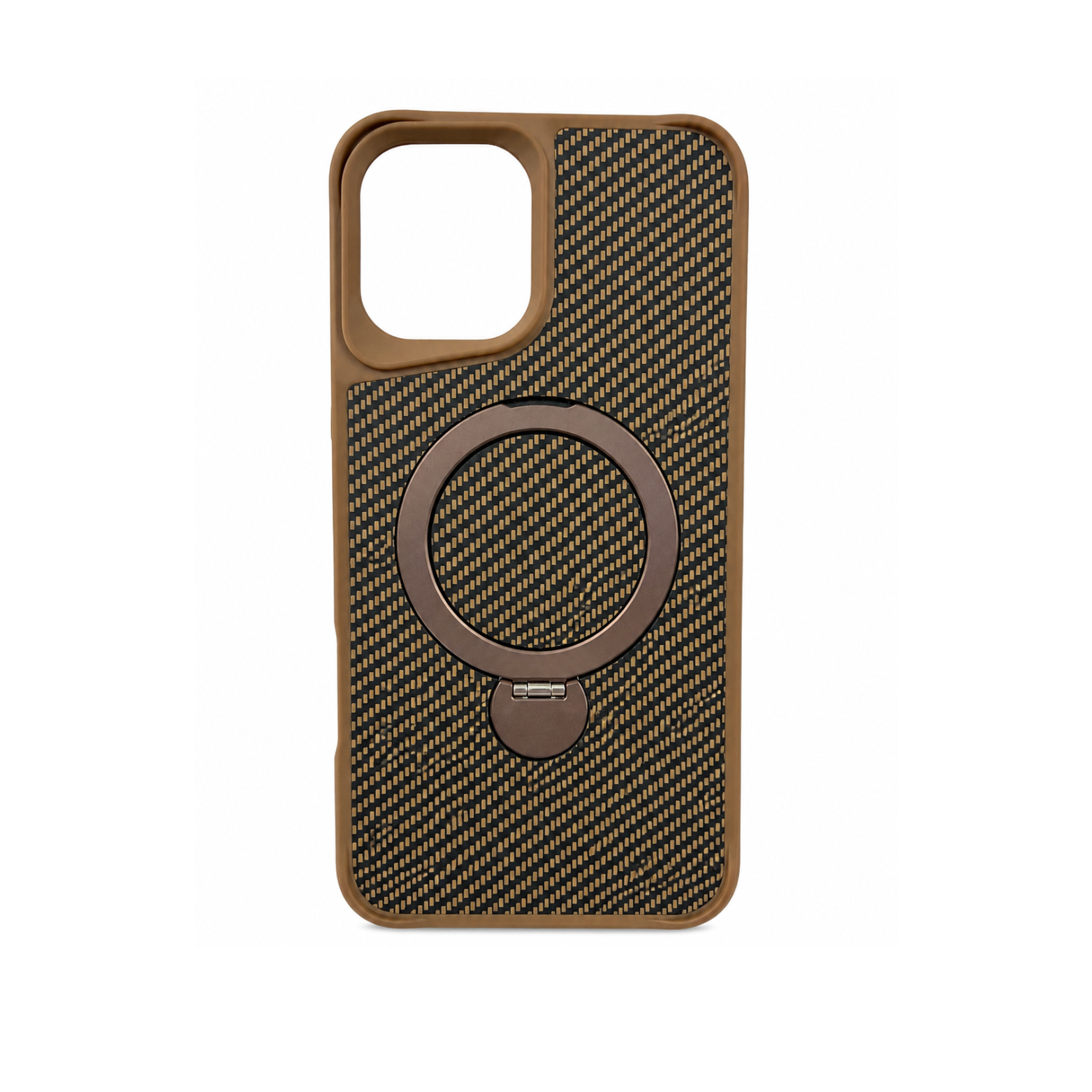 iPhone 11 Carbon Fiber MagSafe Ring Stand Case - Brown
