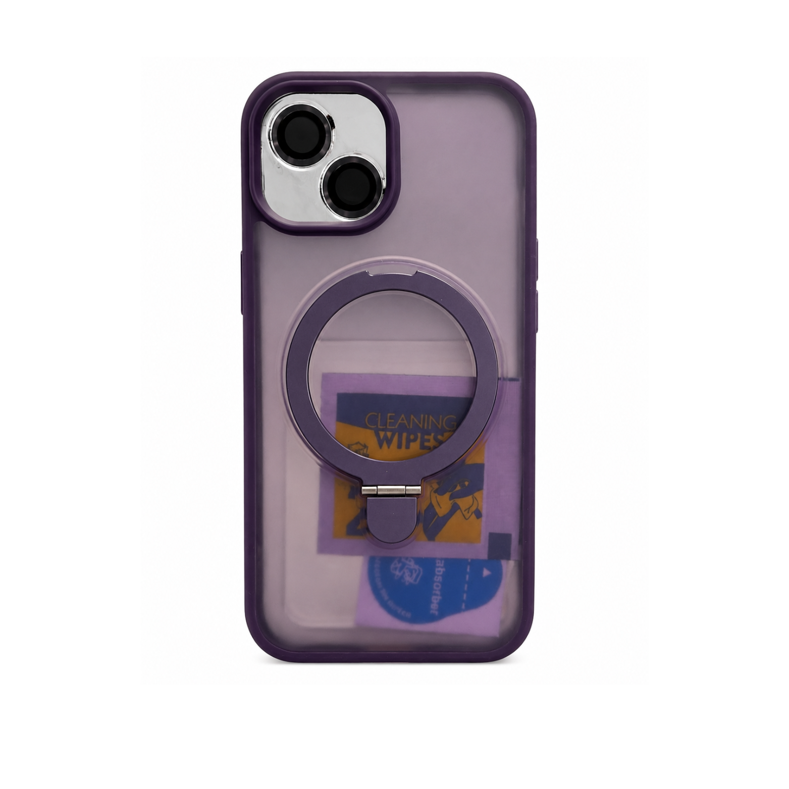 iPhone 15 MagSafe Ring Stand Case with Camera Lens Protector - Purple