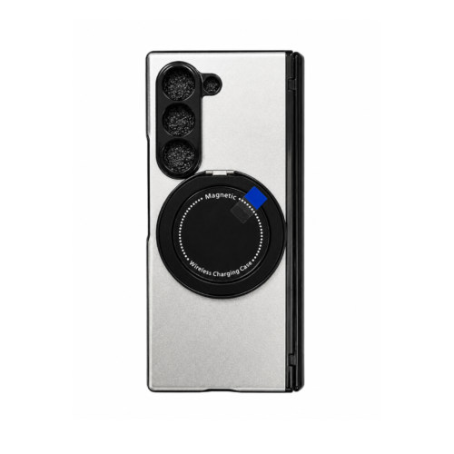 Samsung Galaxy Z Fold 6 Magnetic Ring Stand Case – Silver Black