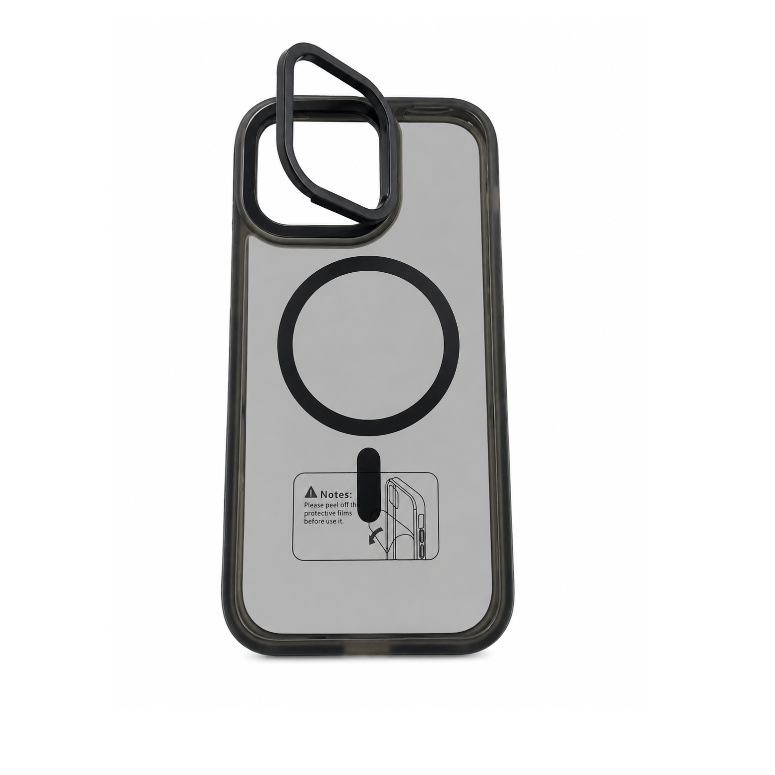 iPhone 14 Pro Max Clear MagSafe Camera Ring Kickstand Case - Black - Image 4