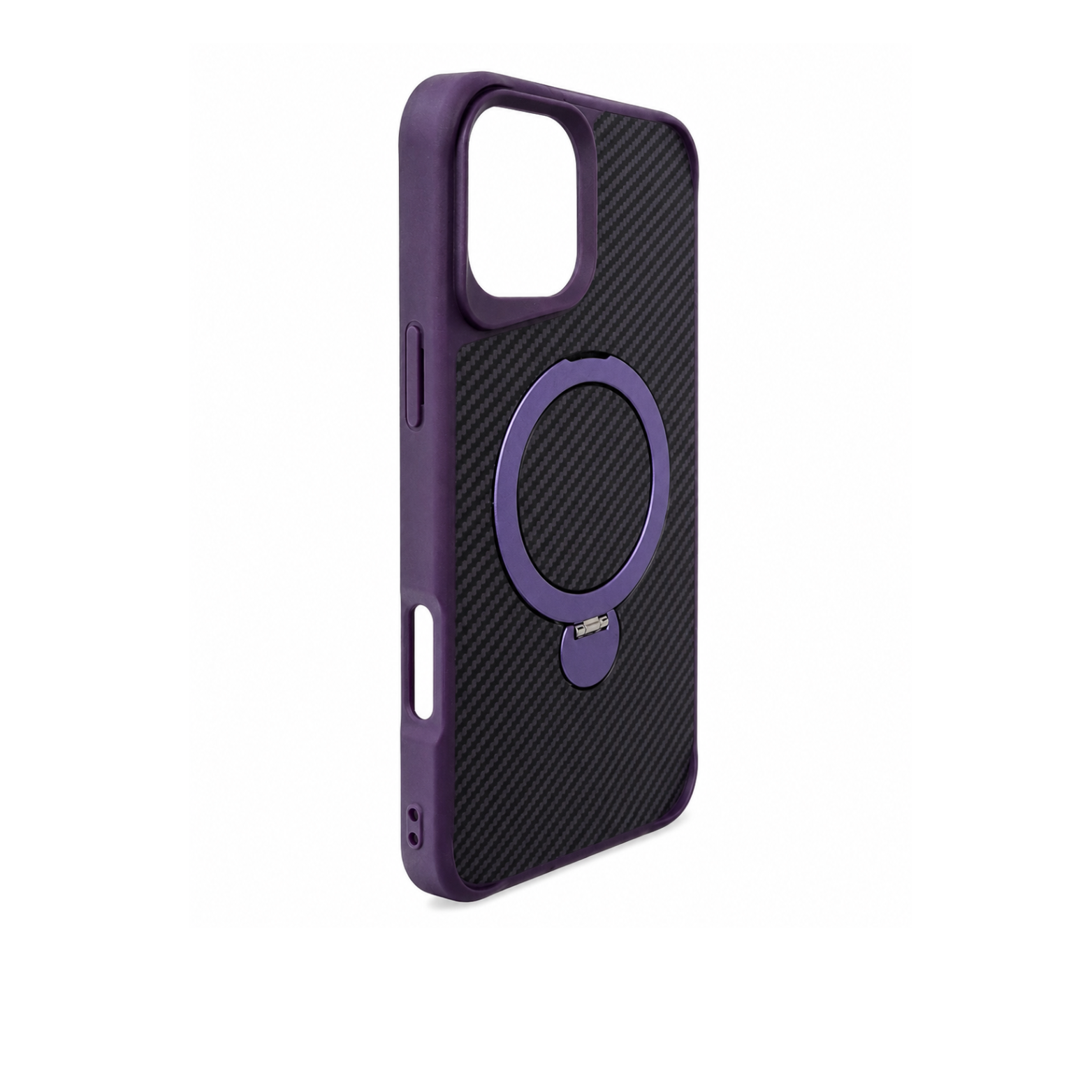 iPhone 11 Carbon Fiber MagSafe Ring Stand Case - Purple - Image 2
