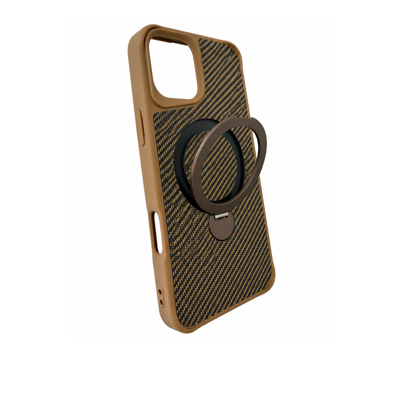 iPhone 11 Carbon Fiber MagSafe Ring Stand Case - Brown - Image 4