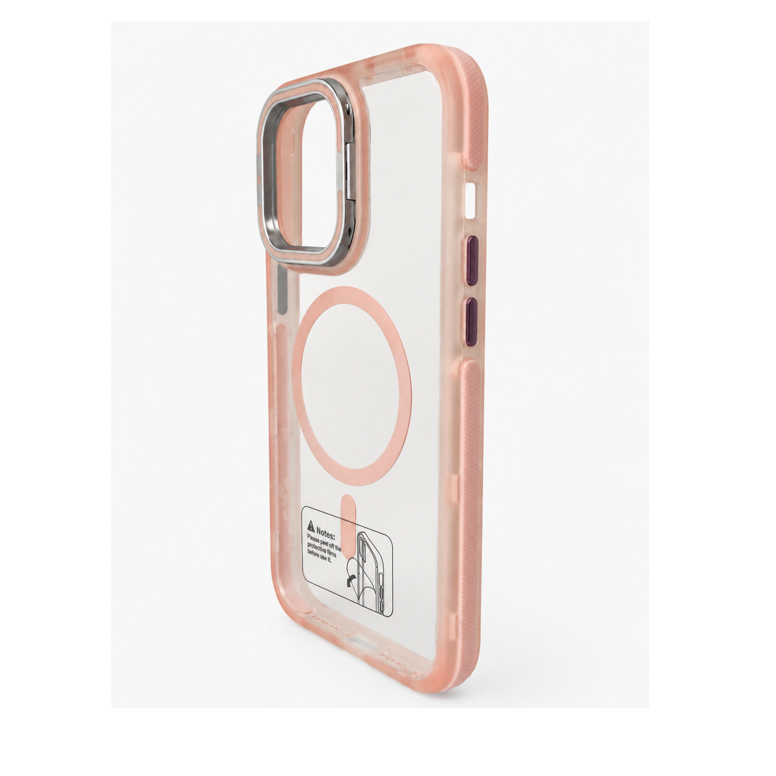 iPhone 14 Pro Max Clear MagSafe Camera Ring Kickstand Case - Pink - Image 2