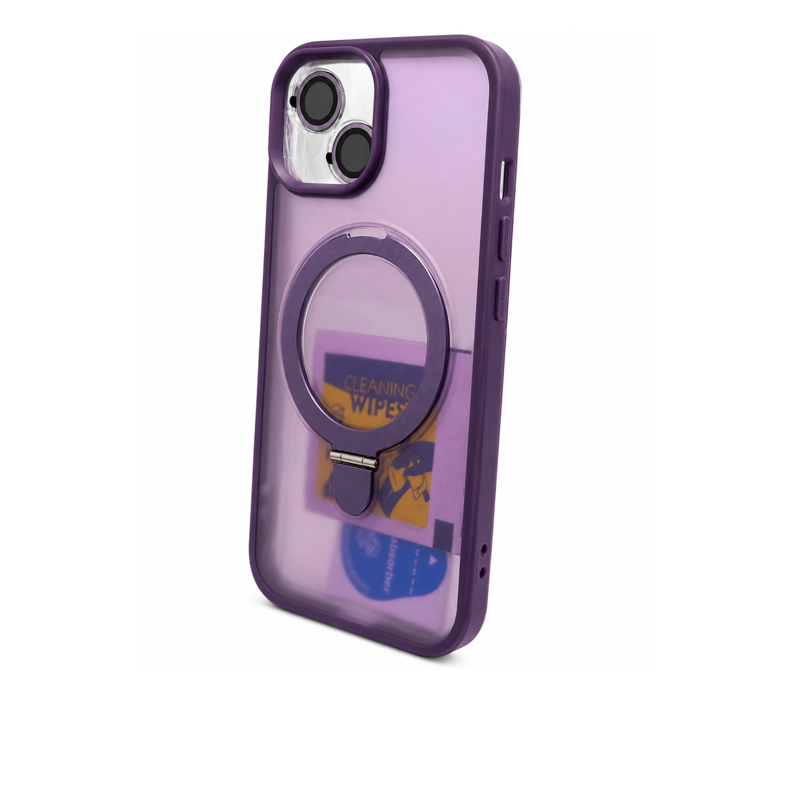 iPhone 15 MagSafe Ring Stand Case with Camera Lens Protector - Purple - Image 2