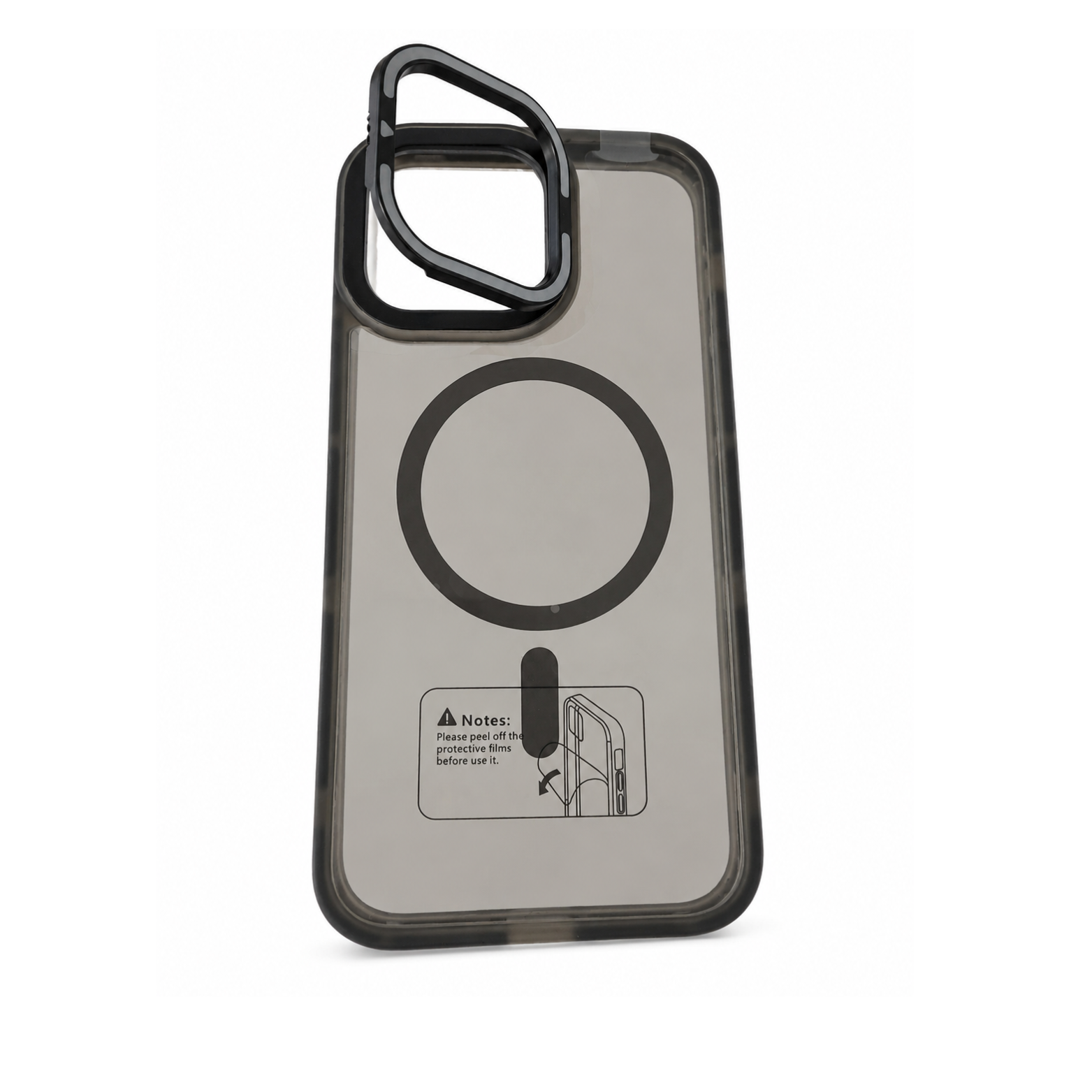 iPhone 13 Pro Max Clear MagSafe Camera Ring Kickstand Case - Smoke Gray - Image 3