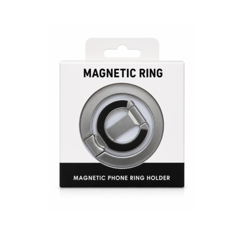 MagSafe Magnetic Phone Ring Holder with Foldable Stand – Silver