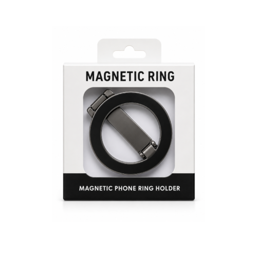 Foldable MagSafe Magnetic Ring Holder – Black & Silver