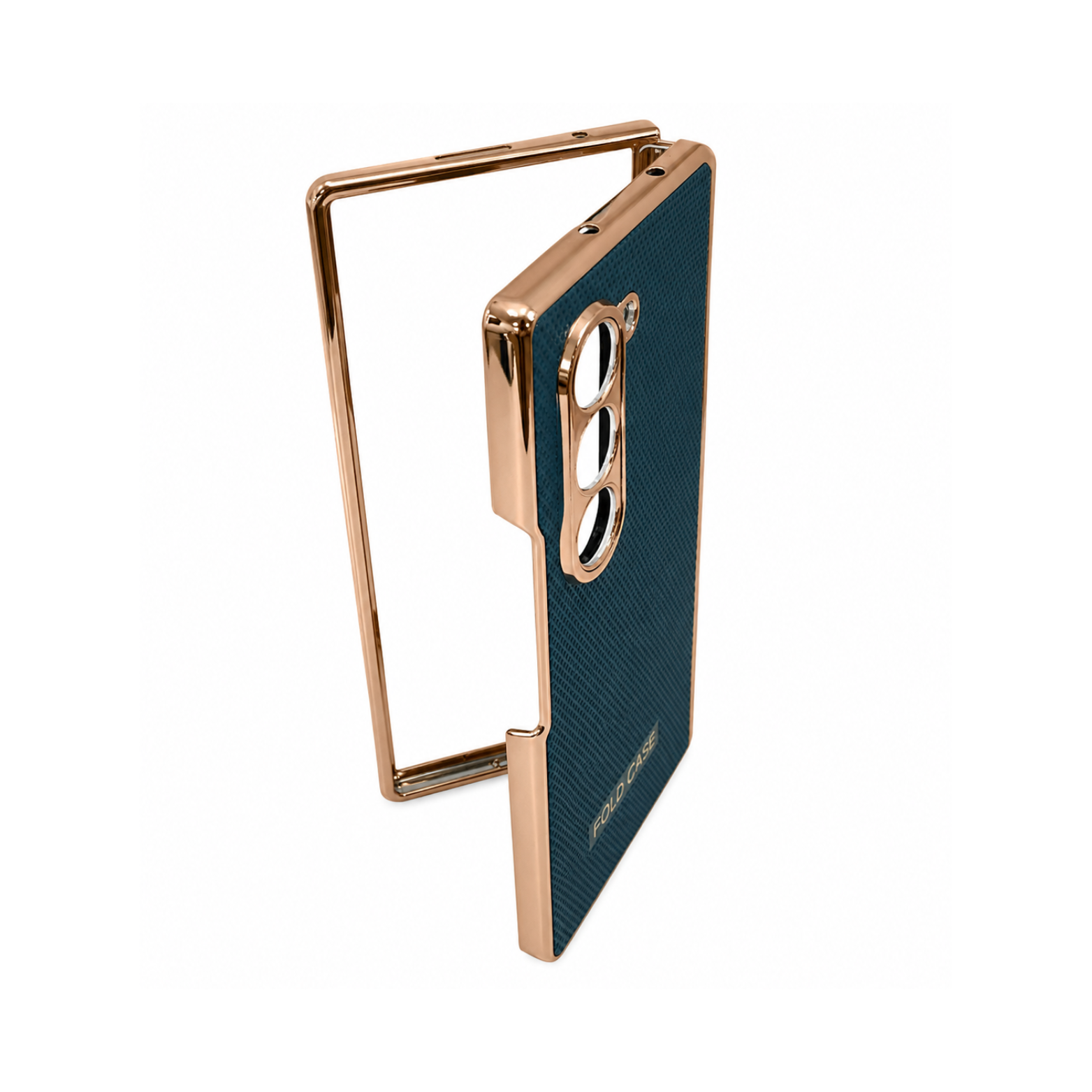 Samsung Galaxy Z Fold 6 Electroplated Armor Case - Ocean Blue Gold - Image 2