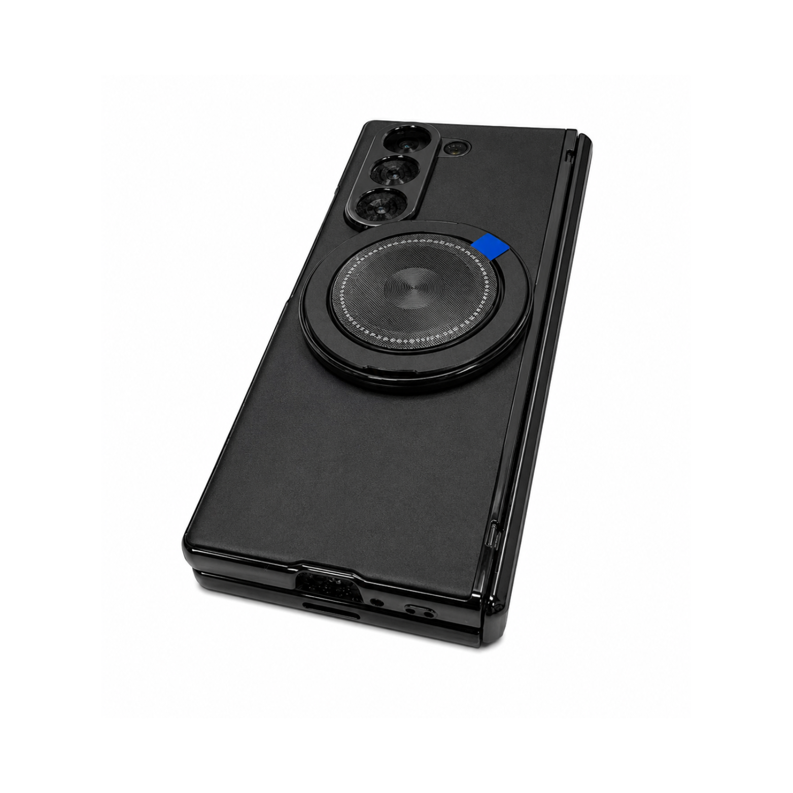 Samsung Galaxy Z Fold 6 Magnetic Ring Stand Case - Matte Black - Image 3